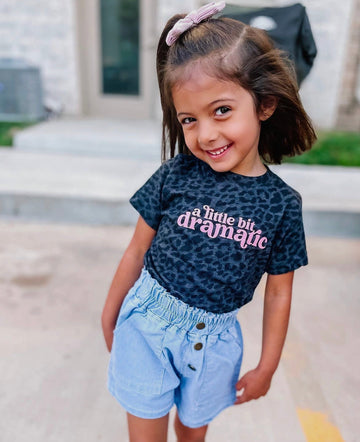 A Little Bit Dramatic | Girl's Black Leopard Tee