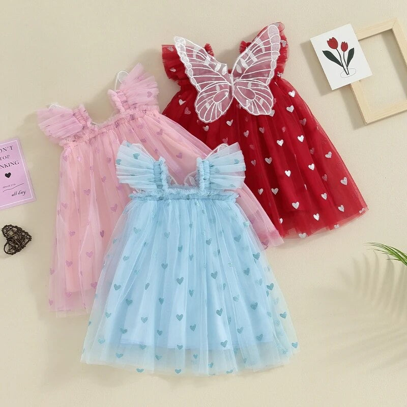 Heart Butterfly Lace Tulle Dress