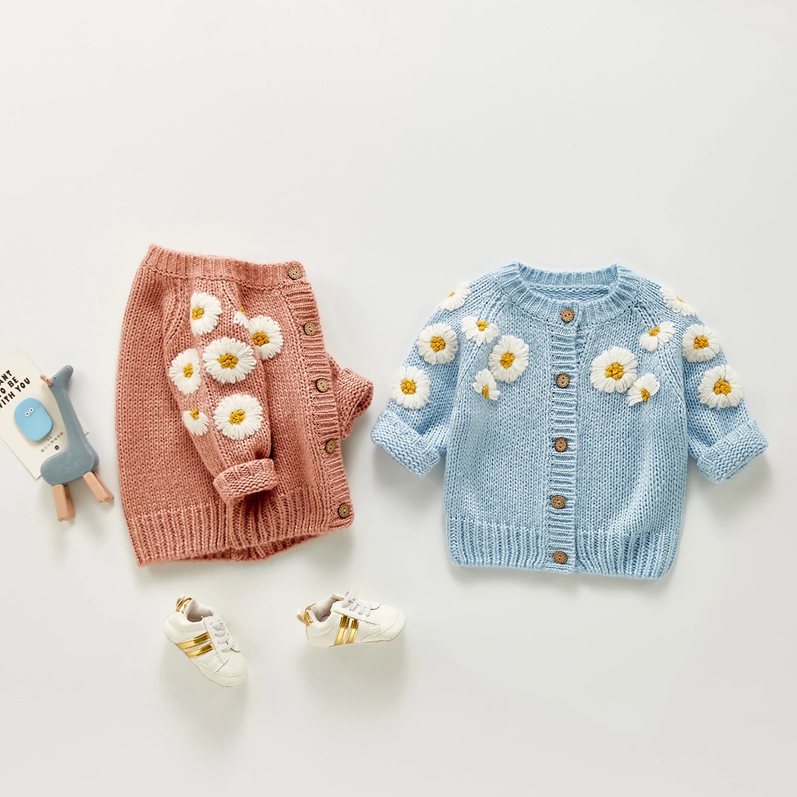 Baby Long Sleeve O-Neck Floral Printed Knitted Sweater