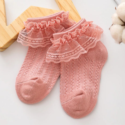 Lace Trim Baby Princess Dress Walking Socks