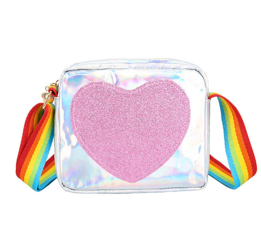 Mini Heart Pattern Holographic Purse