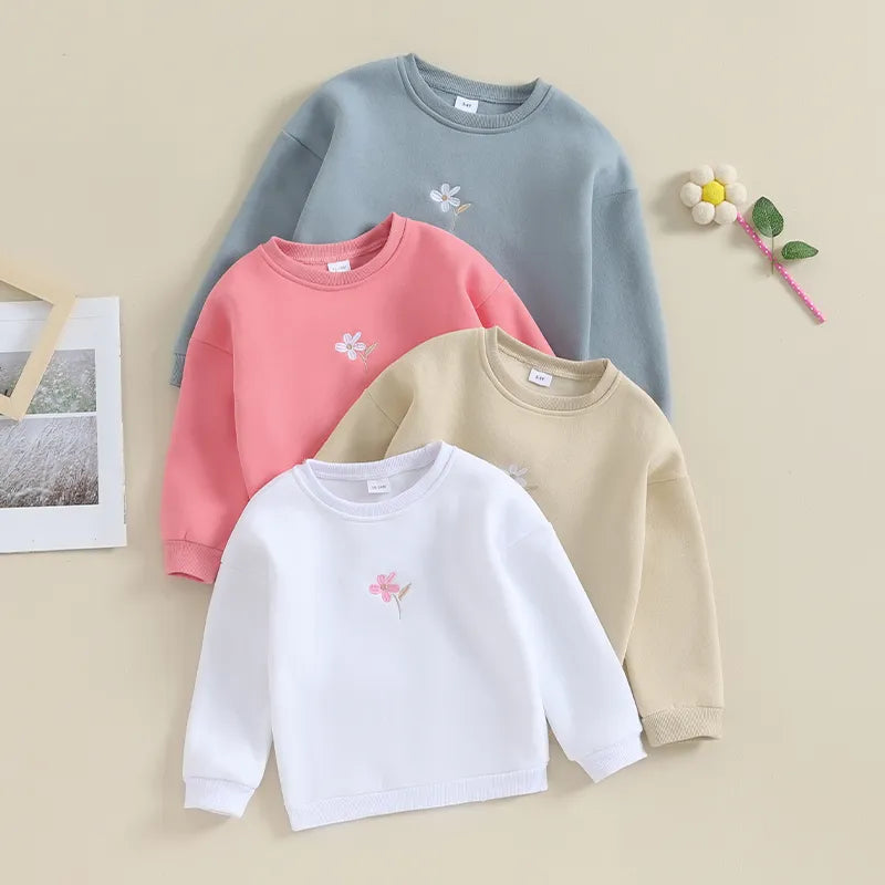 Classic Floral Embroidery Long Sleeve Pullover