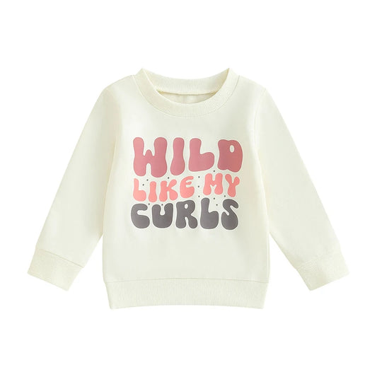 Wild Like My Curls Sweatshirt Long Sleeve Crew Neck