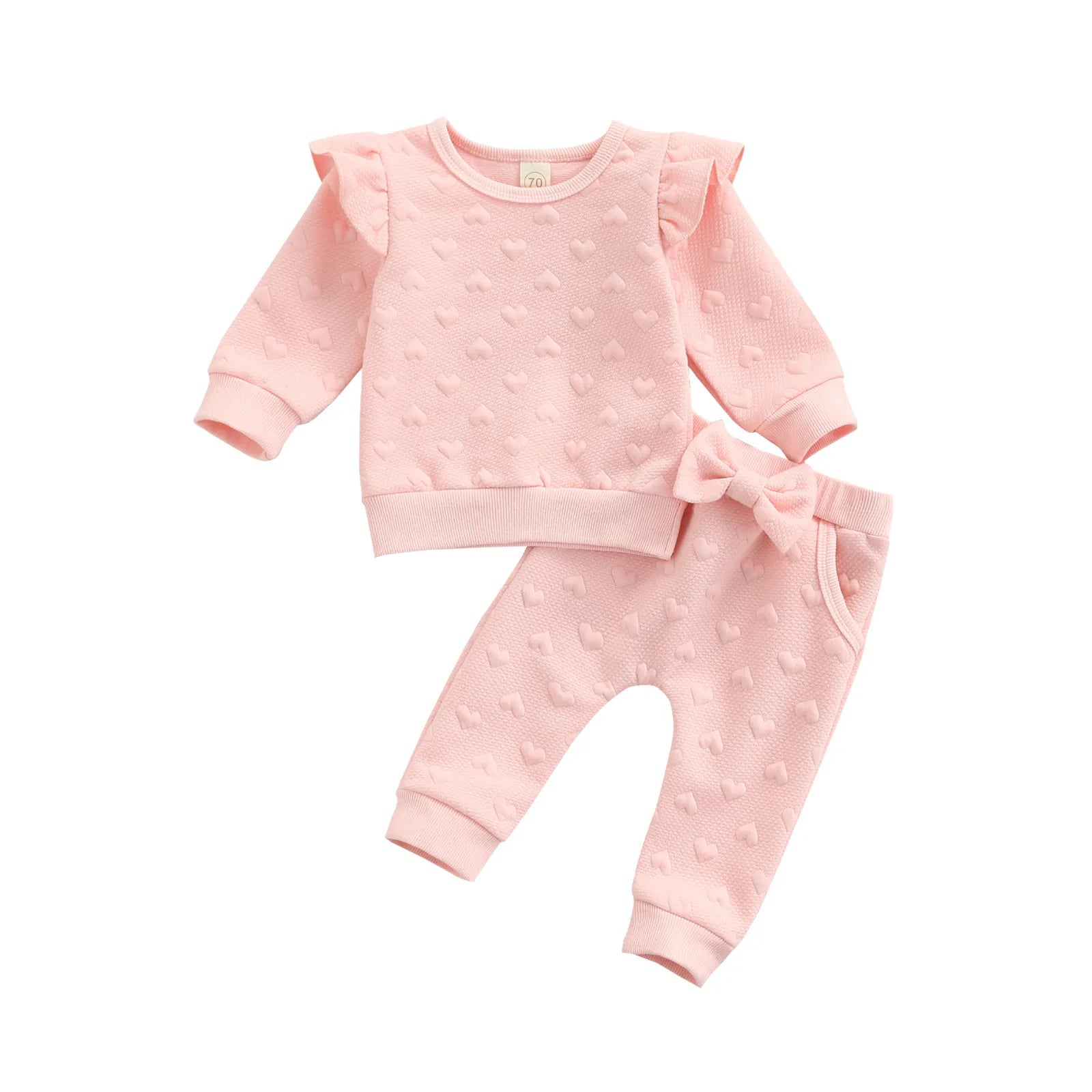Newborn Infant Baby Girl 2Pcs Autumn Clothing Set Long Sleeve Heart Printed Top Shirt Long Pants